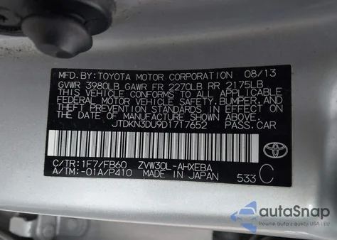 2013 Toyota Prius Two из США, поврежденный, VIN JTDKN3DU9D1717652